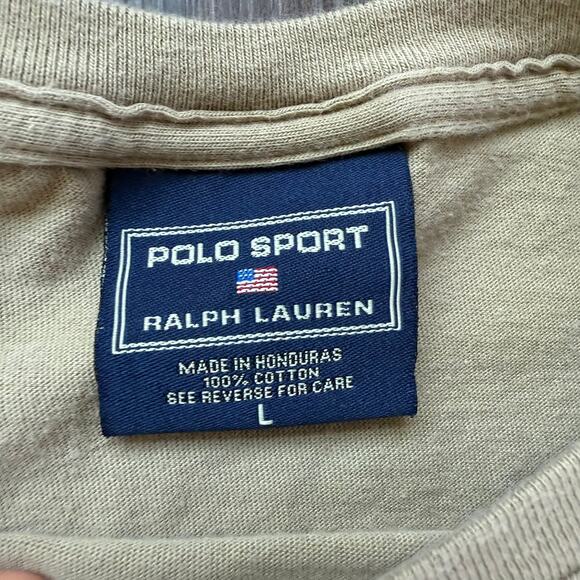Polo Sport Ralph Lauren Logo T-Shirt Beige USA Flag Men’s Large - Picture 4 of 5